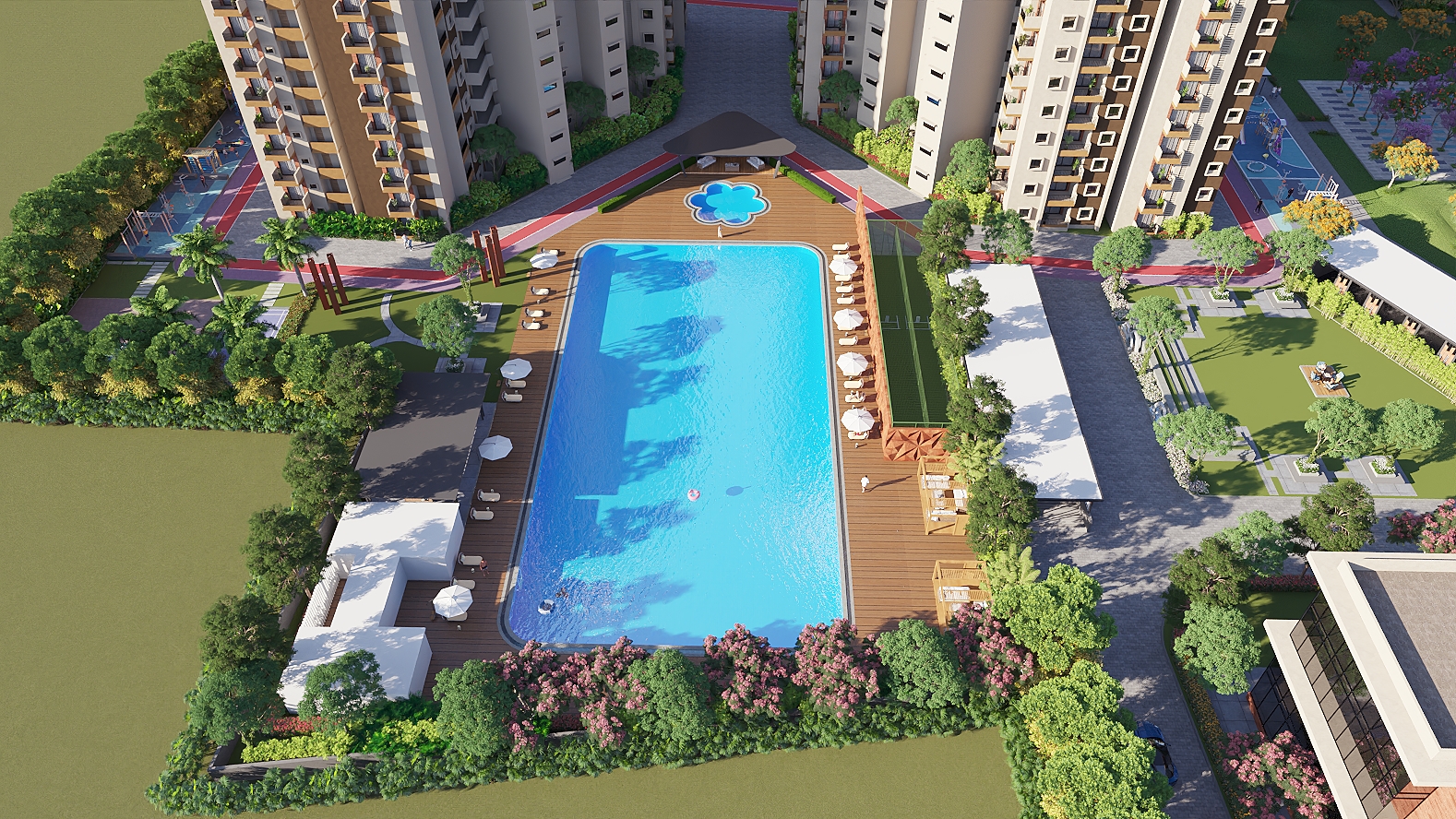NPS Natures Nest Aerial View Pool 91% Open Space Gated Community East Bangalore
